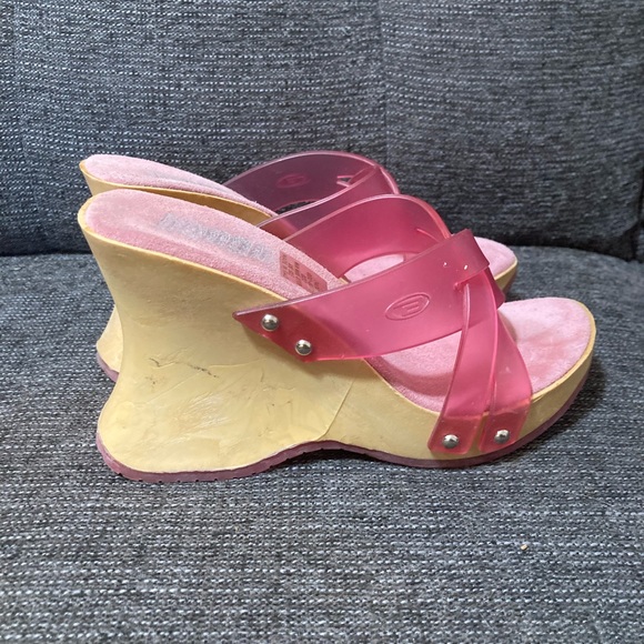 Bongo rare 90’s vintage wooden platform and pink jelly sandals. Size 7. - Picture 5 of 8
